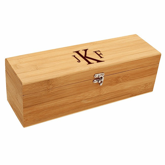 Roman Monogram Bamboo Wine Box