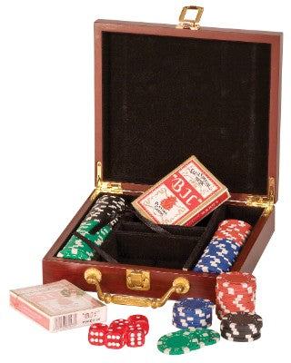 Personalized Rosewood Finish Poker Set