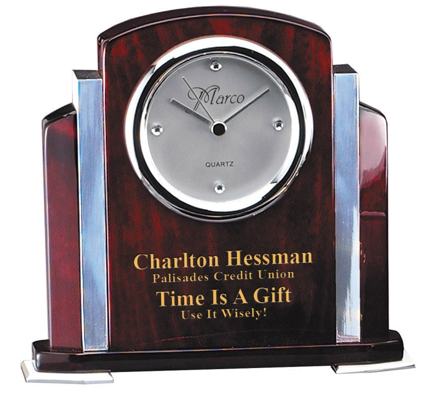 Rosewood & Aluminum Personalized Step Design Clock