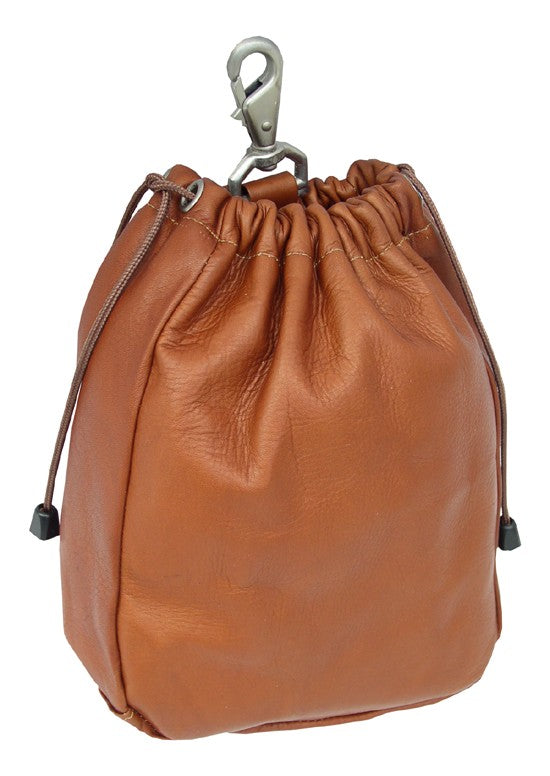 Large Leather Drawstring Golf Pouch