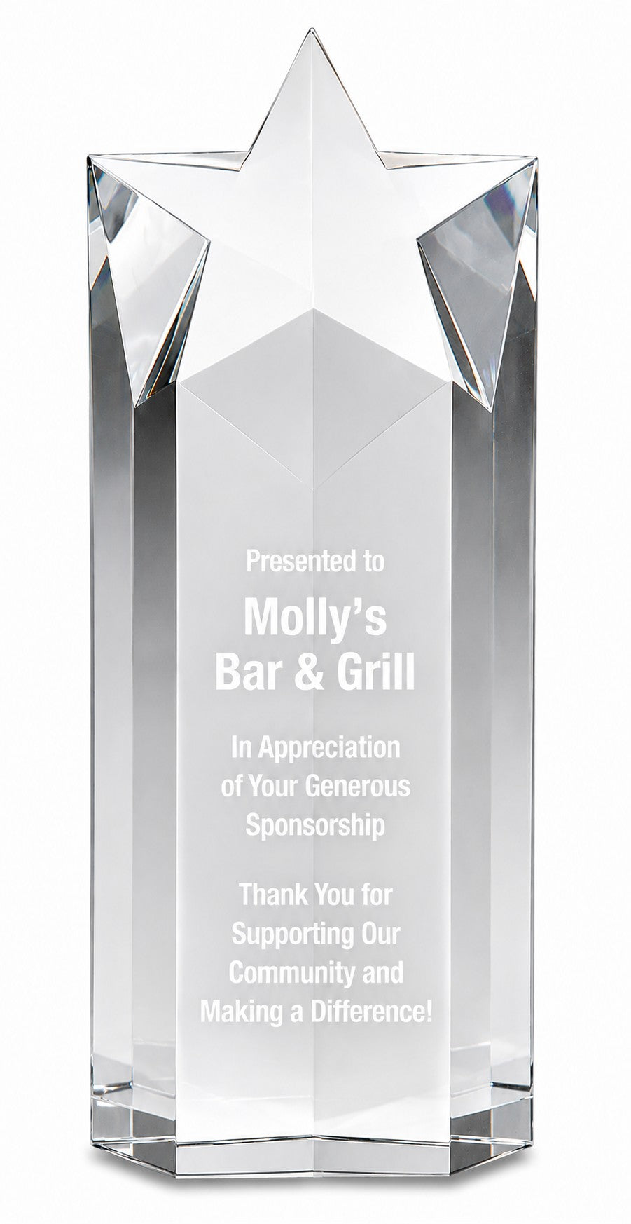 Premier Laser Engraved Crystal Star Column