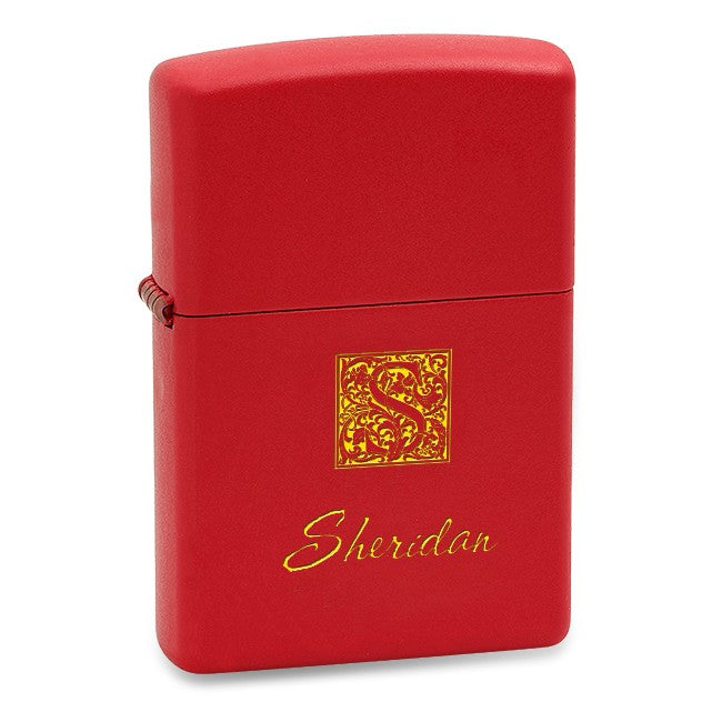 Monogrammed Red Matte Zippo Lighter