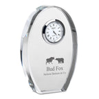 Bull & Bear Personalized Oval Crystal Desk Clock