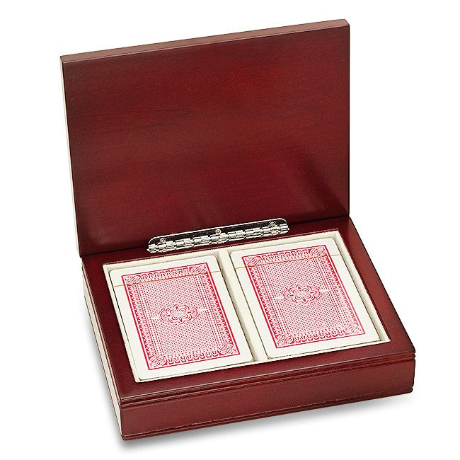 Personalized Rosewood Finish Playing Card Box - Executive Gift Shoppe