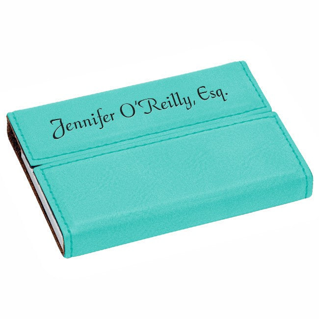 Personalized Teal Business Card Case
