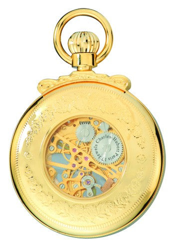 Gold Open-Faced Charles Hubert Pocket Watch & Chain #3903-G - Executive Gift Shoppe