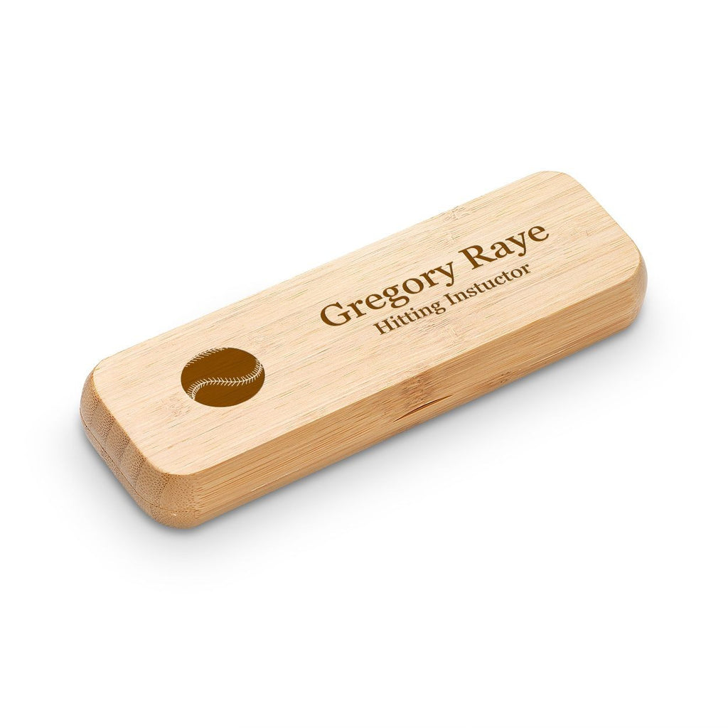 Baseball Themed Personalized Bamboo Pen and Box Set
