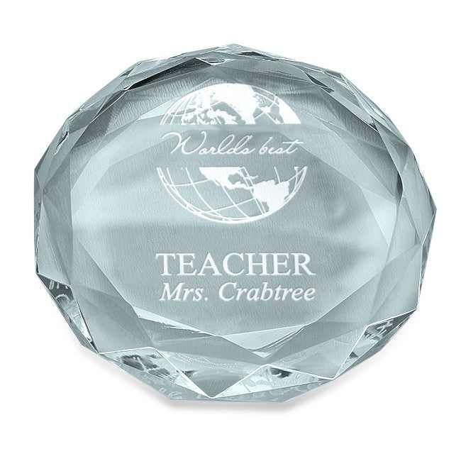 World's Best Teacher Round Glass Paperweight