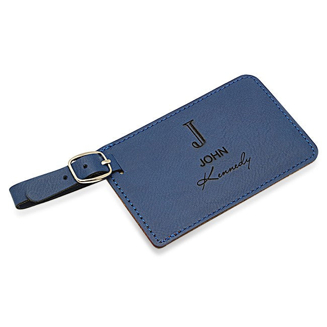Full Name Monogram Navy Blue Luggage Tag