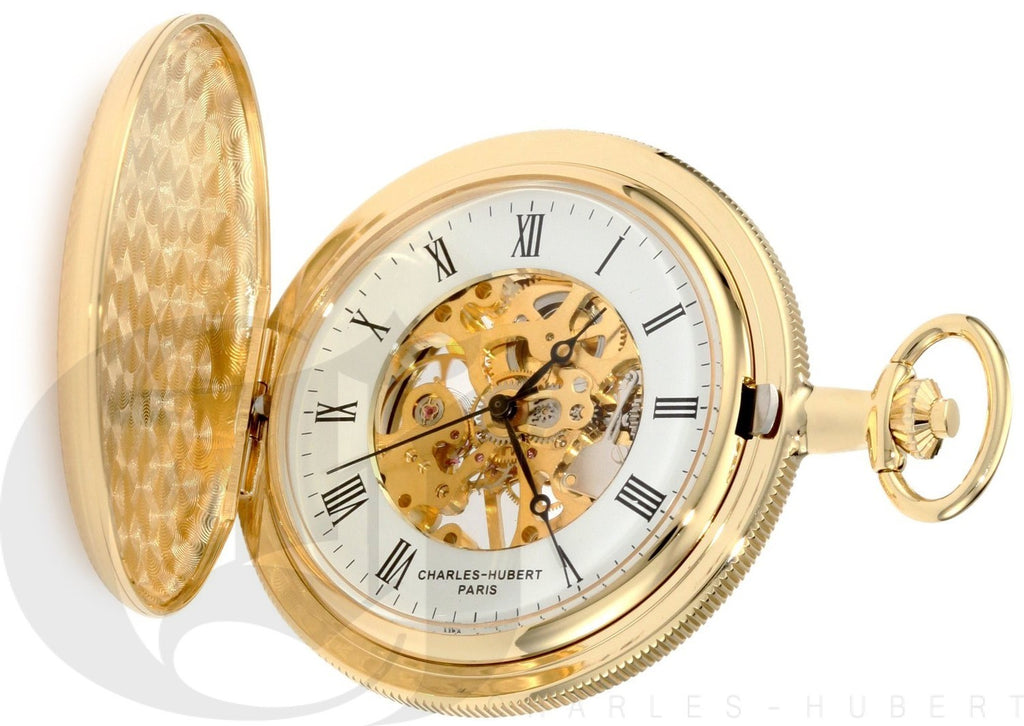 Gold Charles Hubert Pocket Watch & Chain #3909-G - Executive Gift Shoppe