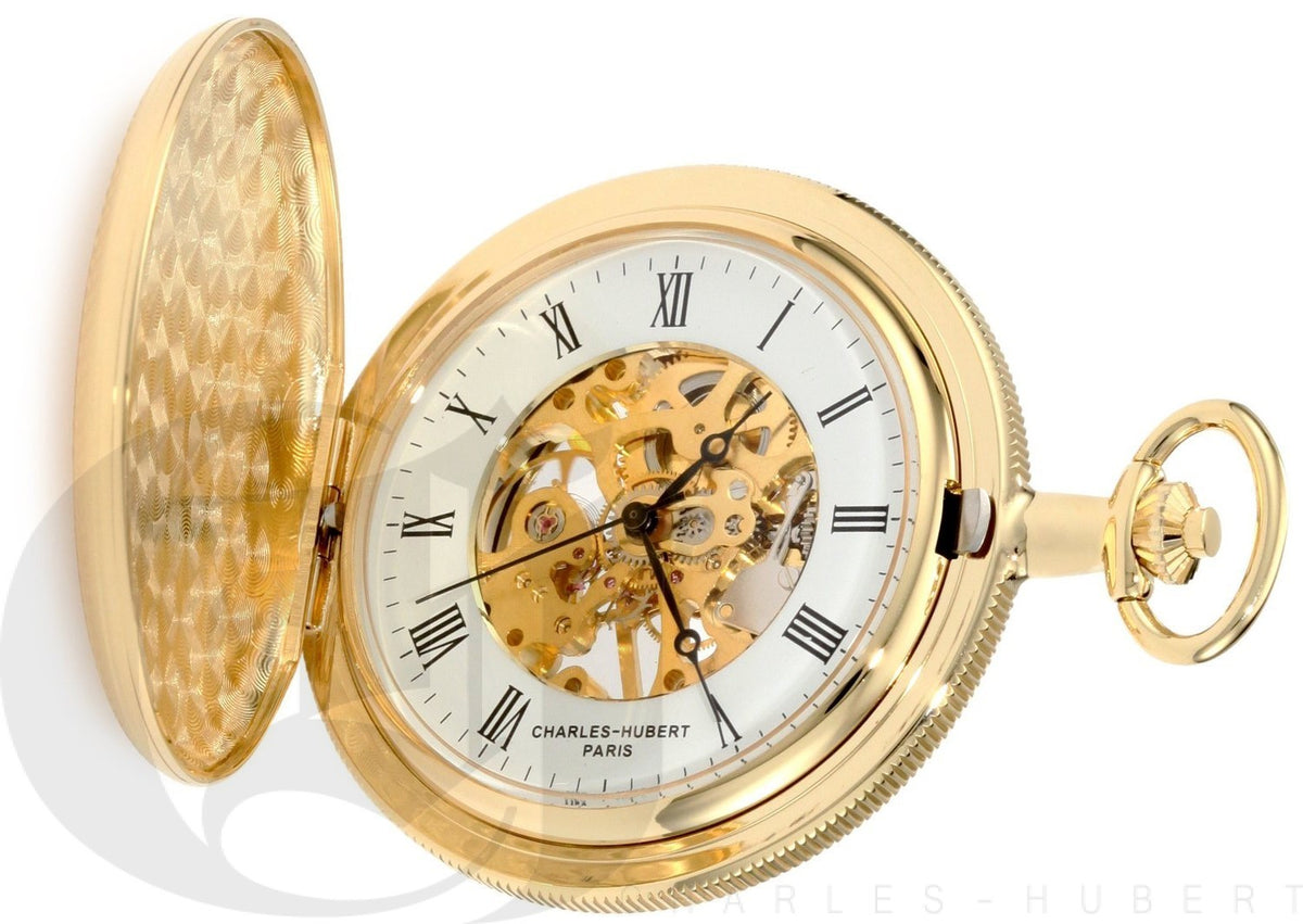 Gold Charles Hubert Pocket Watch & Chain #3909-G - Executive Gift Shoppe