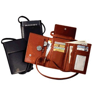Deluxe Leather Passport Case with Removable Shoulder Strap - Dis