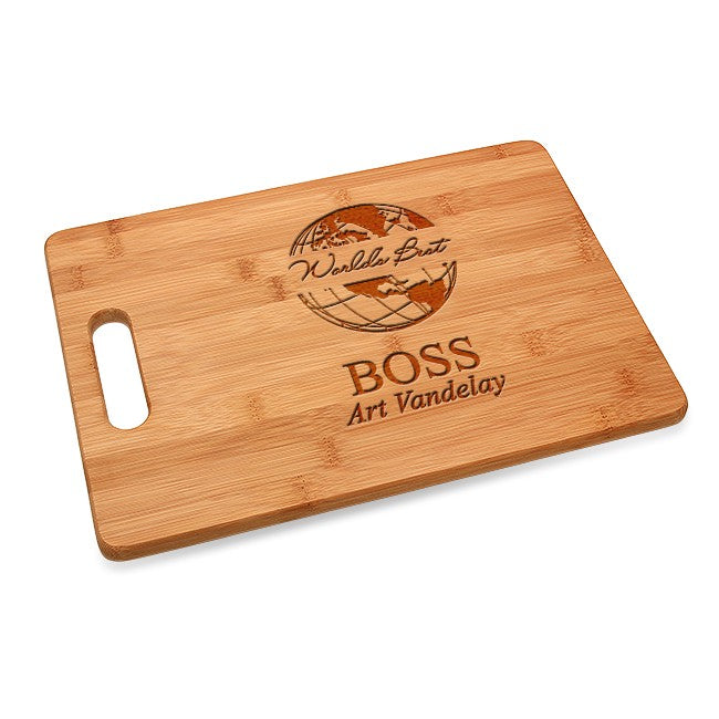 World's Best Boss Bamboo Cutting Board With Handle