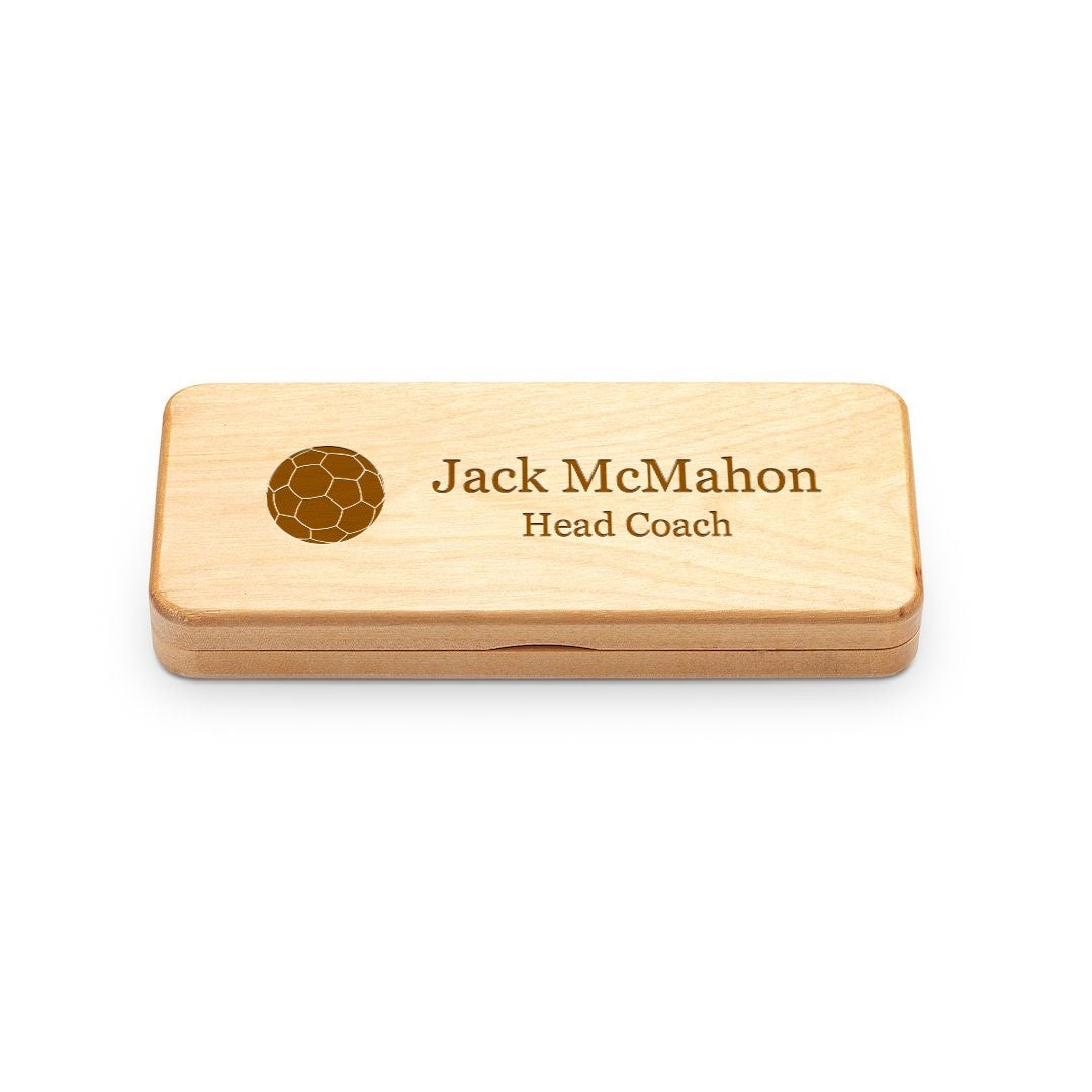Elegance Collection Maple Wood Personalized Pen & Pencil Set for Soccer