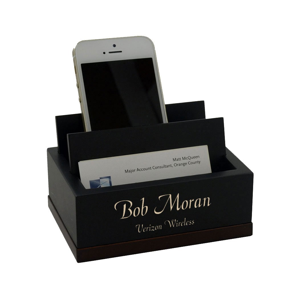 Executive Wooden Cell Phone and Business Card Holder - Executive Gift Shoppe