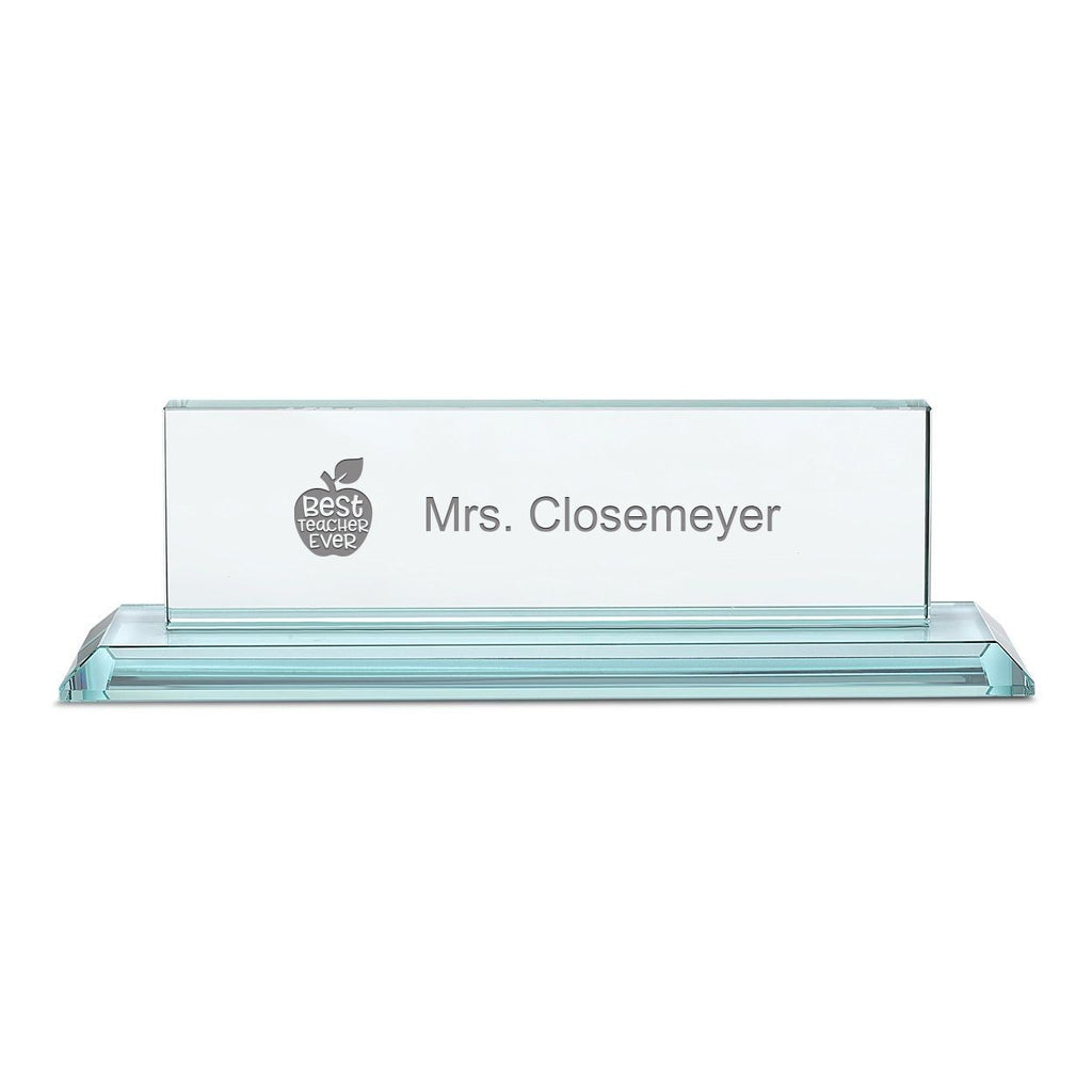 Distinguished Collection Best Teacher Ever Theme Personalized Crystal Desktop Name Plate