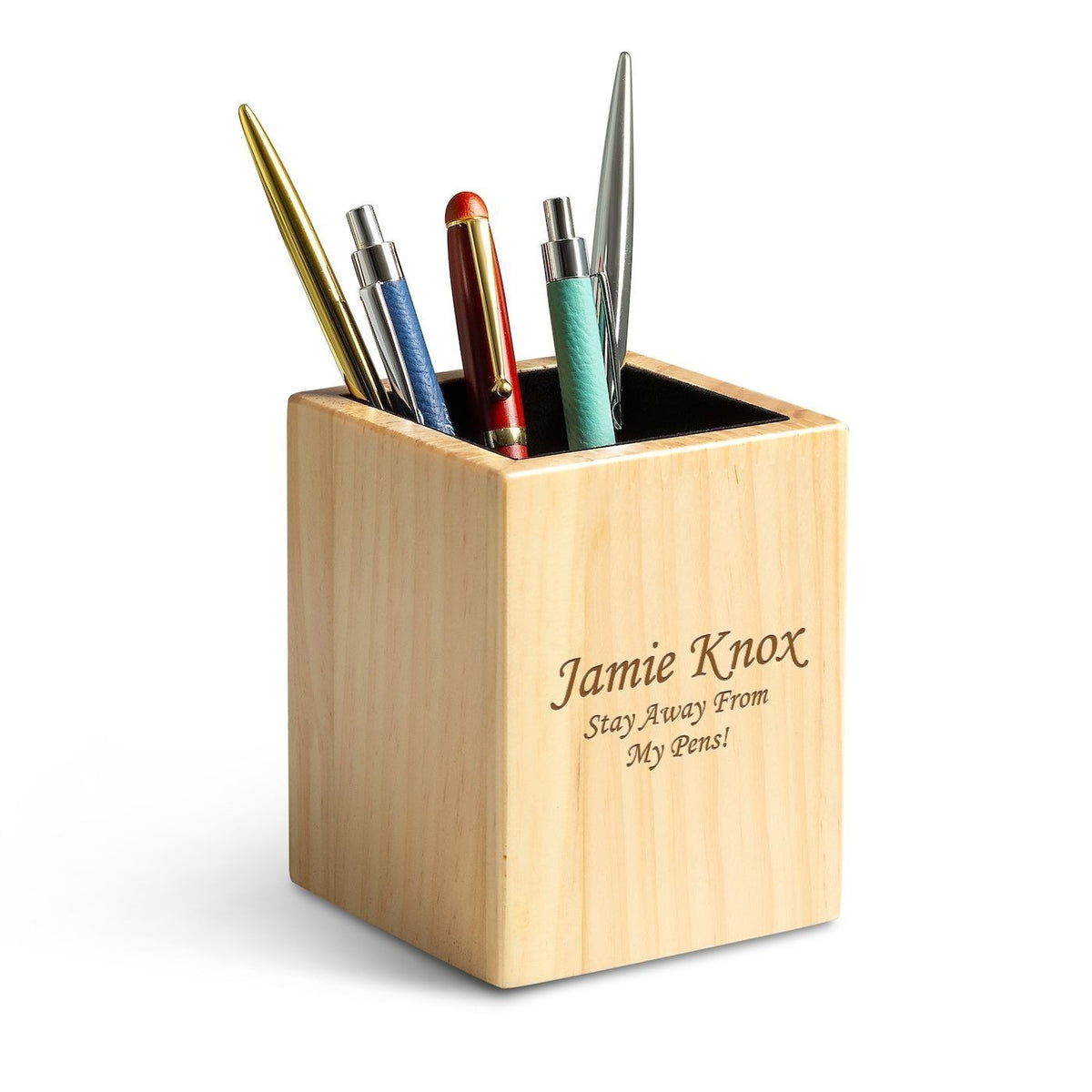 Maple Wood Personalized Pen and Pencil Cup