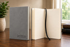 Personalized Gray Journal with Black Satin Bookmark