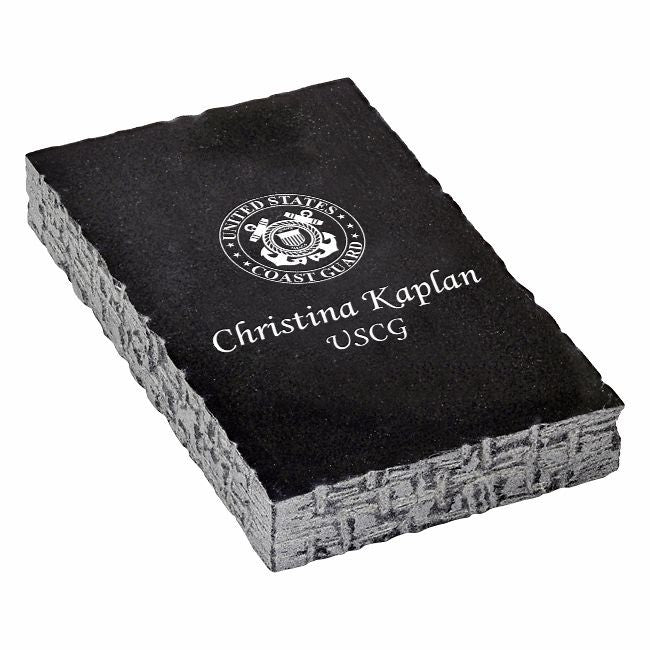 Coast Guard Theme Personalized Black Marble Paperweight
