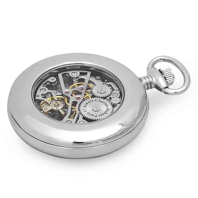 Open Face Mechanical Charles Hubert Pocket Watch & Chain #3673 - Executive Gift Shoppe