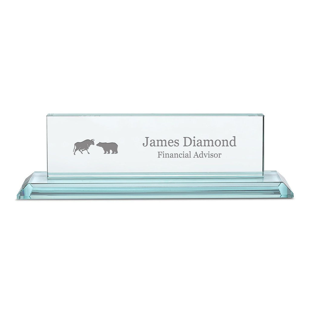 Distinguished Collection Wall Street Theme Personalized Crystal Desktop Name Plate