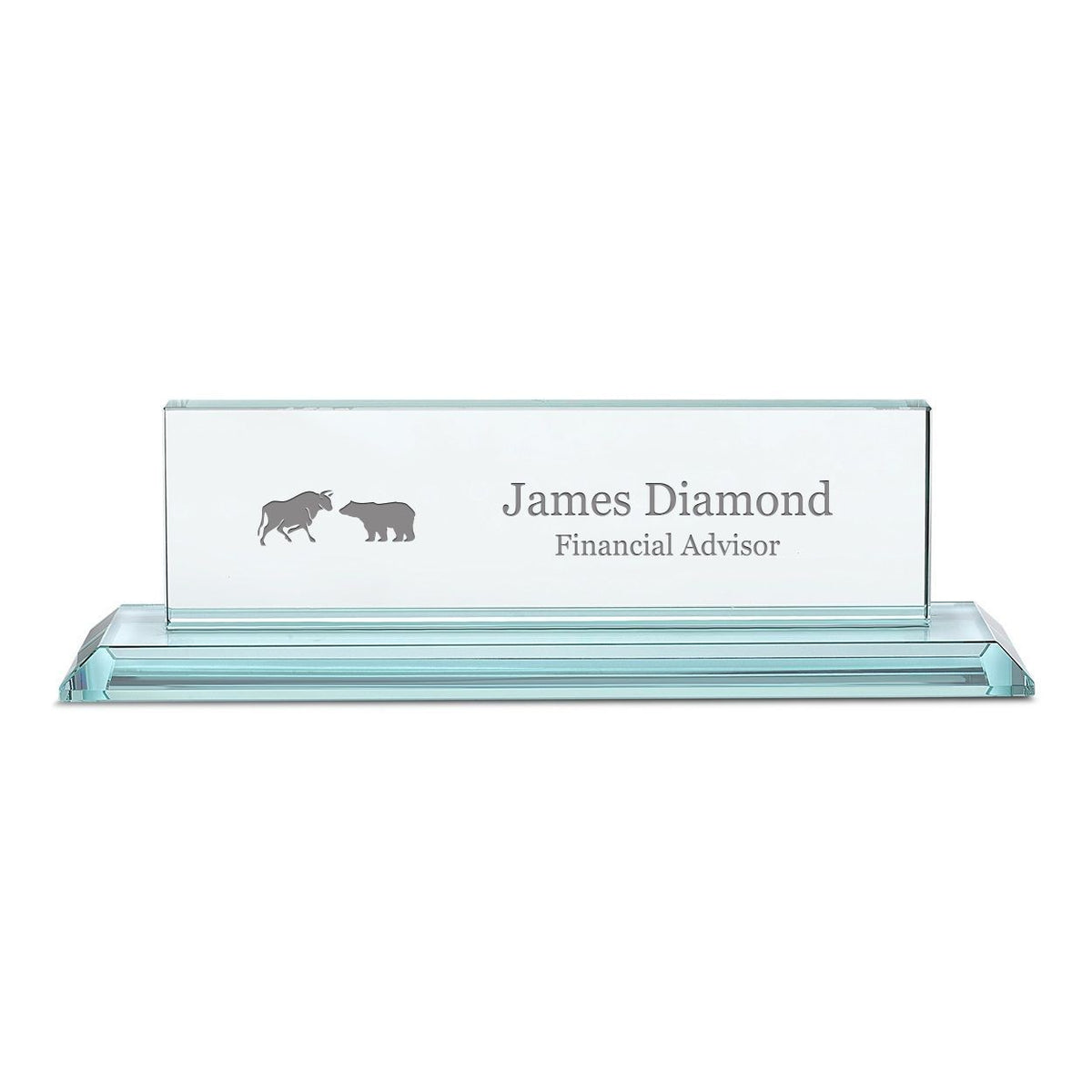 Distinguished Collection Wall Street Theme Personalized Crystal Desktop Name Plate