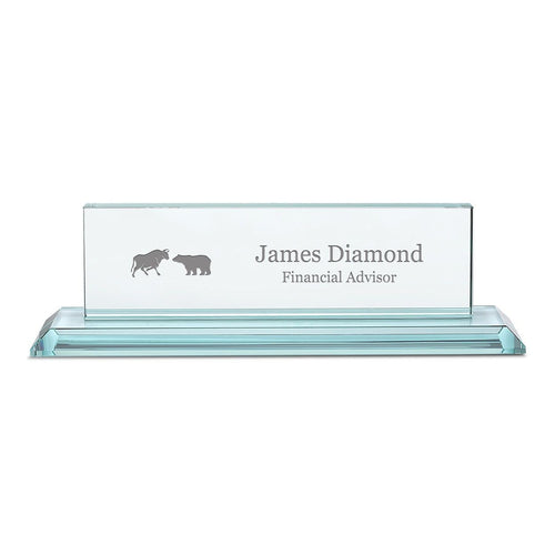 Distinguished Collection Wall Street Theme Personalized Crystal Desktop Name Plate