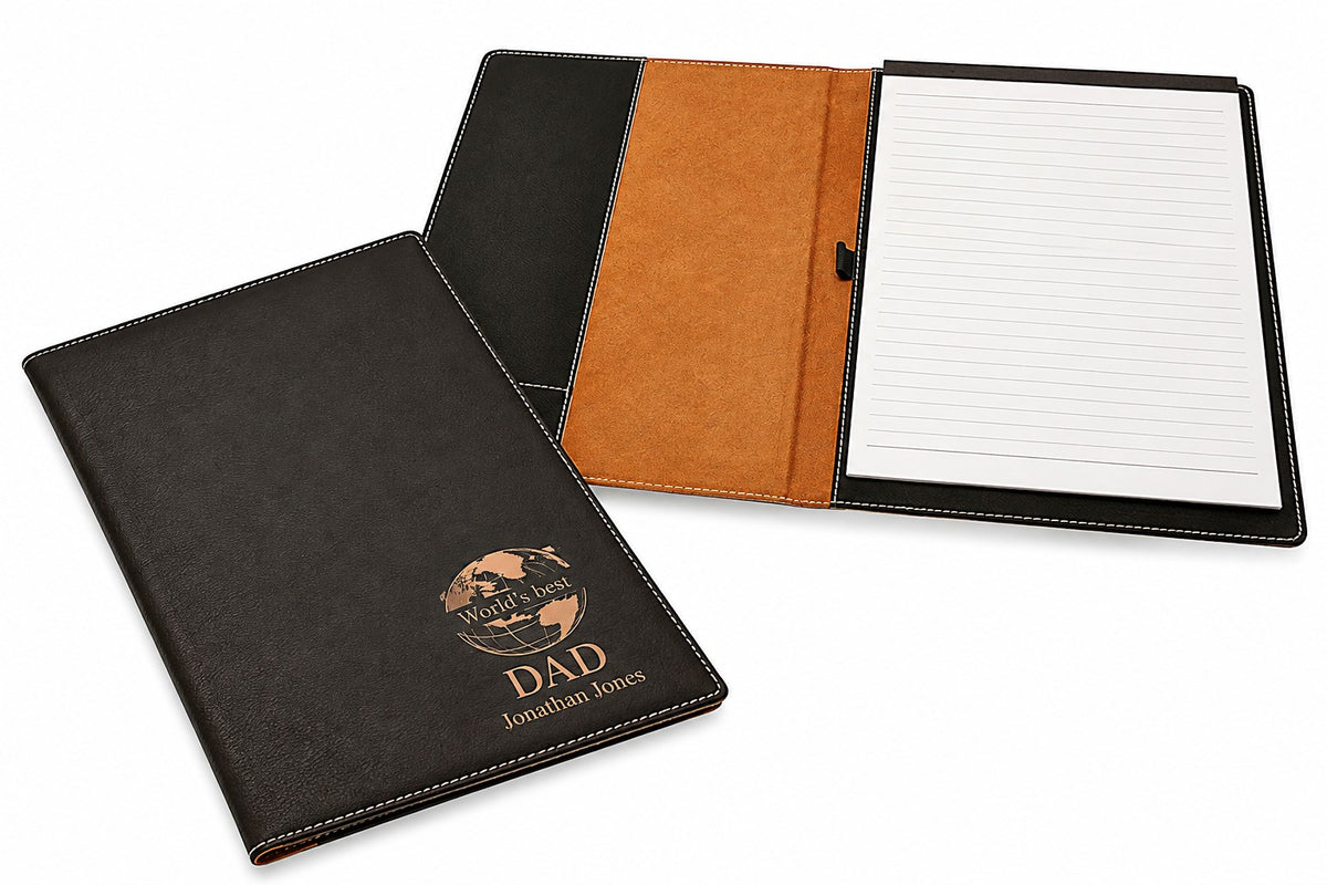 World's Best Dad Black Leatherette Portfolio & Pad Holder