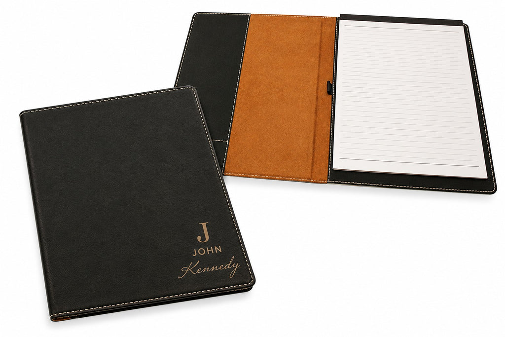 Full Name Monogram Black Leatherette Portfolio