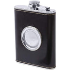 Personalized Leather Flask With Built In Shot Cup - Executive Gift Shoppe