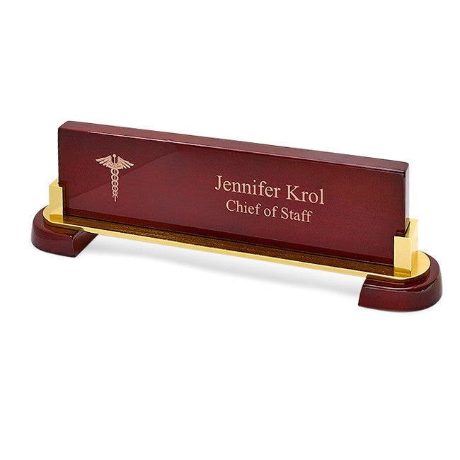 Medical Desktop Walnut Name Bar - Executive Gift Shoppe