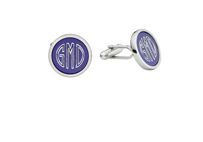 Blue Monogrammed Cufflinks - Executive Gift Shoppe