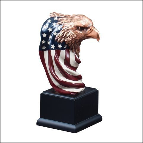 American Eagle Wrapped in USA Flag Award with Black Podium Base