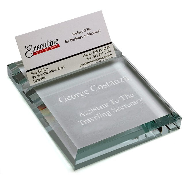 Crystal Executive Personalized Desktop Business Card Holder - Executive Gift Shoppe