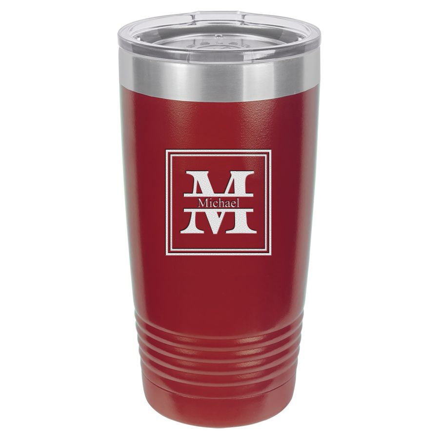 Split Monogram 20 Ounce Maroon Polar Camel Travel Mug