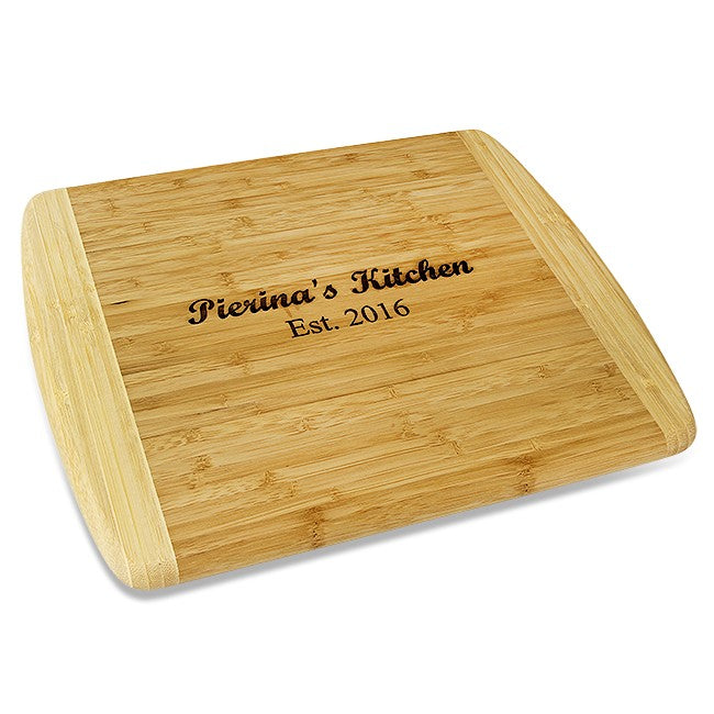 Personalized Two Tone Bamboo Cutting Board - Large