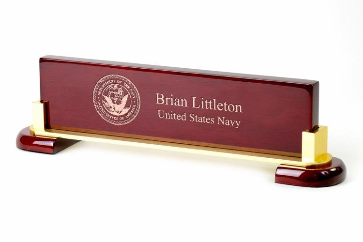 US Navy Desktop Walnut Name Bar - Executive Gift Shoppe