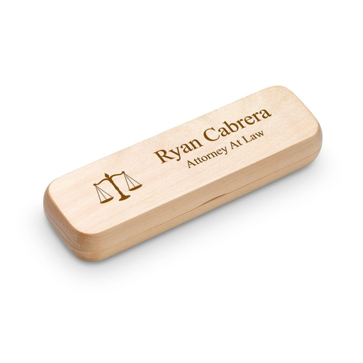 Lawyer Theme Laser Engraved Maple Wood Double Pen and Box Set
