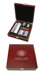 US Army Engraved Flask & Gaming Set - Executive Gift Shoppe
