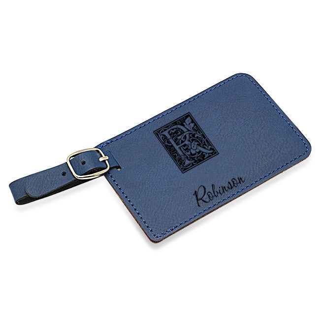 Initial Monogram Navy Blue Luggage Tag