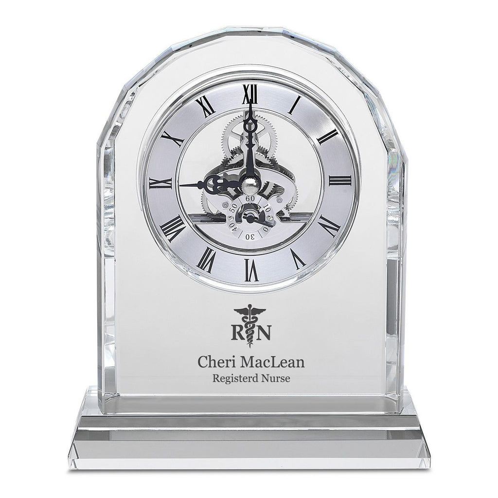 Nurse Solid Crystal Personalized Quartz Clock With Arched Top