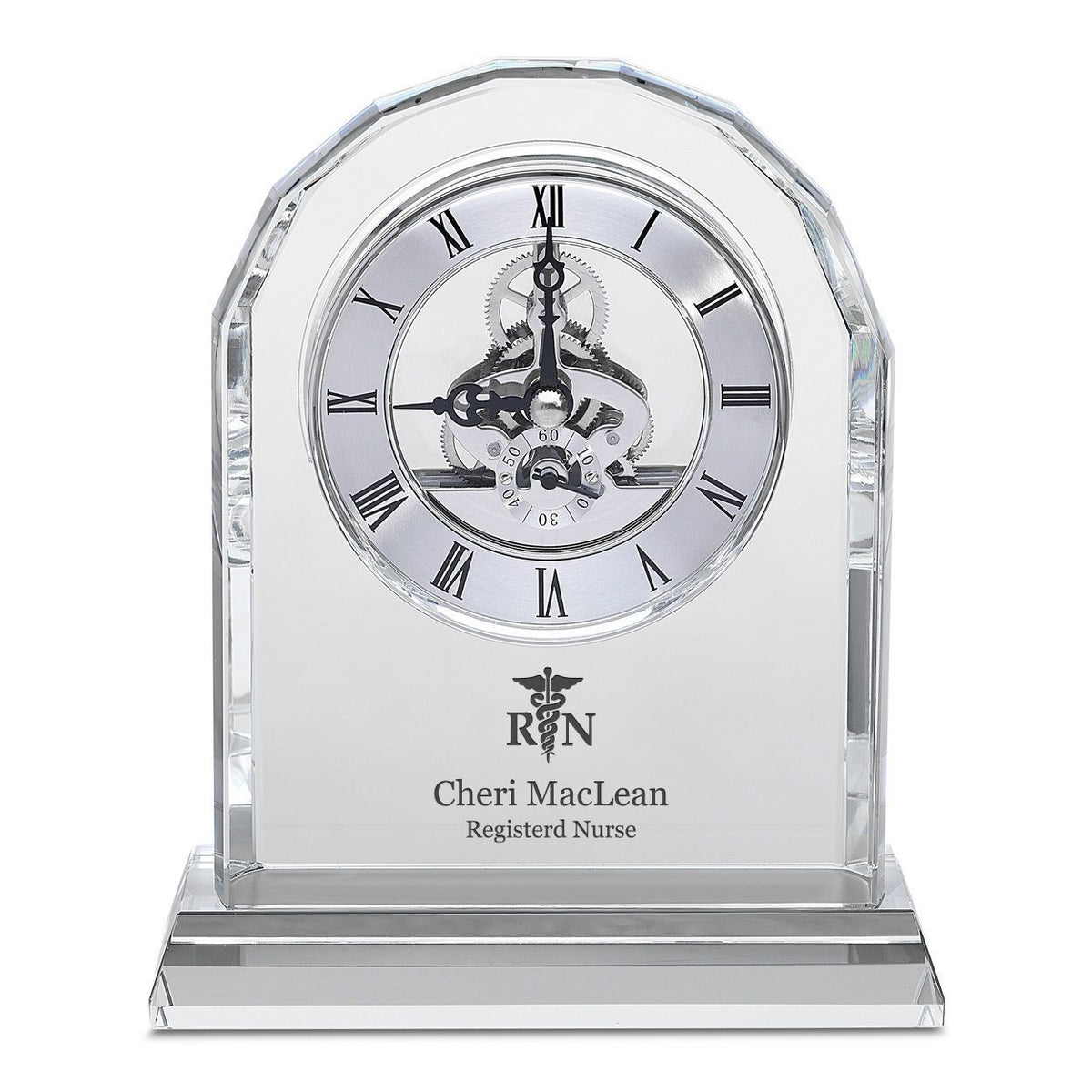Nurse Solid Crystal Personalized Quartz Clock With Arched Top