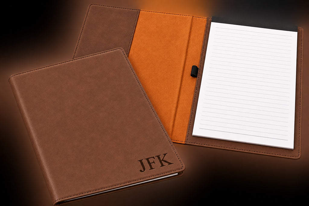 Brown Portfolio & Notebook with Personalized Initials