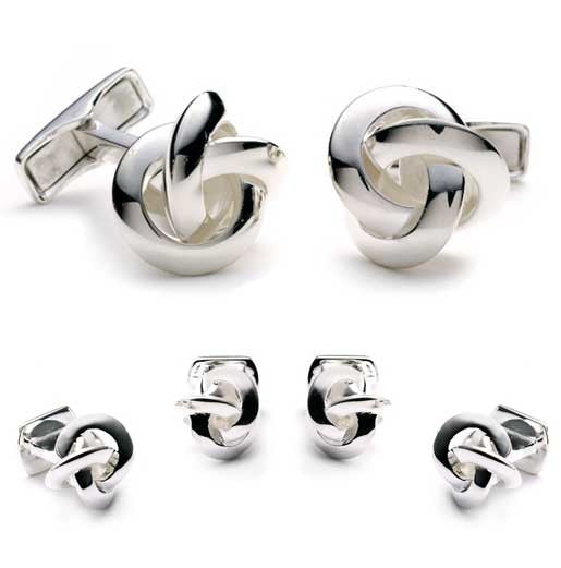 Sterling Silver Love Knot Cufflinks & Studs Set