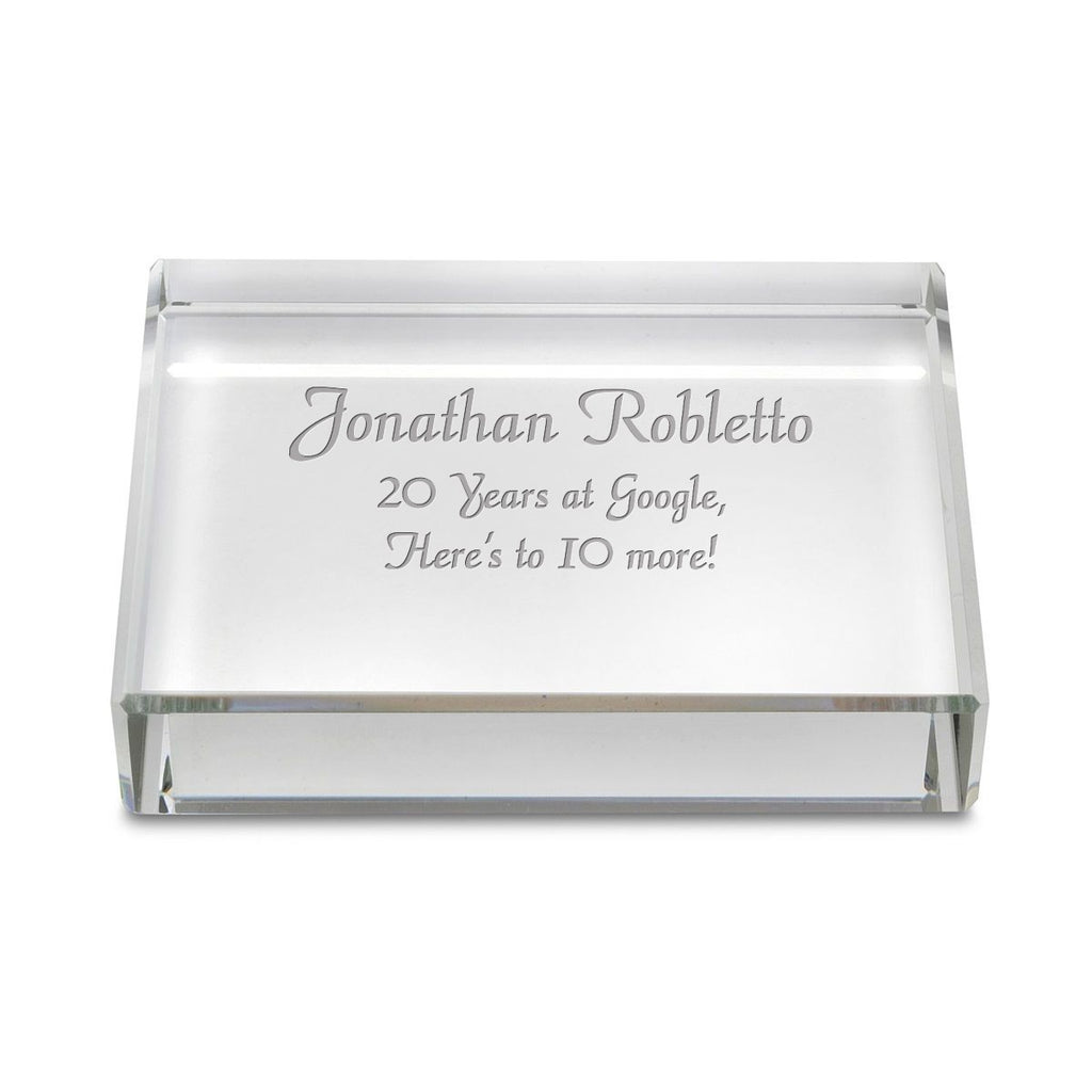 Crystal Clear Rectangular Paperweight with Free Laser Engraving
