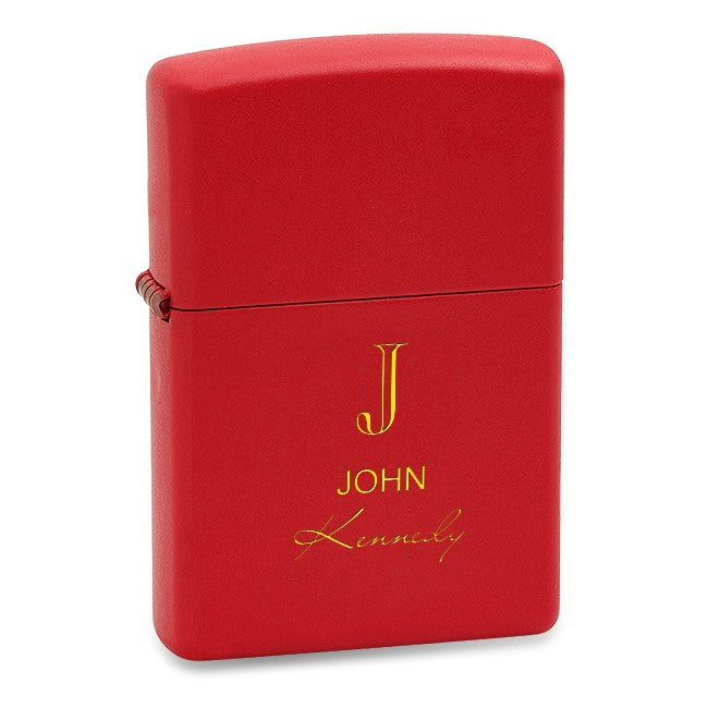 Full Name Monogram Red Matte Zippo Lighter