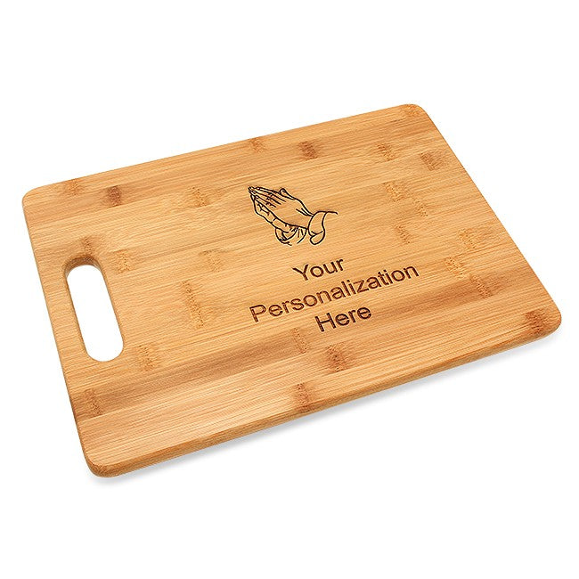 Praying Hands Bamboo Cutting Board With Handle