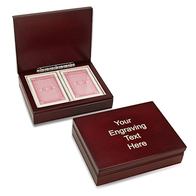 Personalized Rosewood Finish Playing Card Box - Executive Gift Shoppe