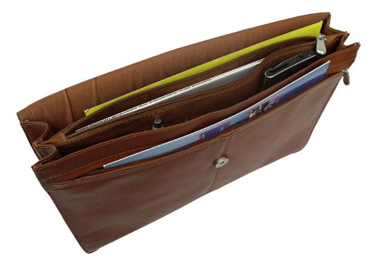 Three Section Flap Over Leather Portfolio