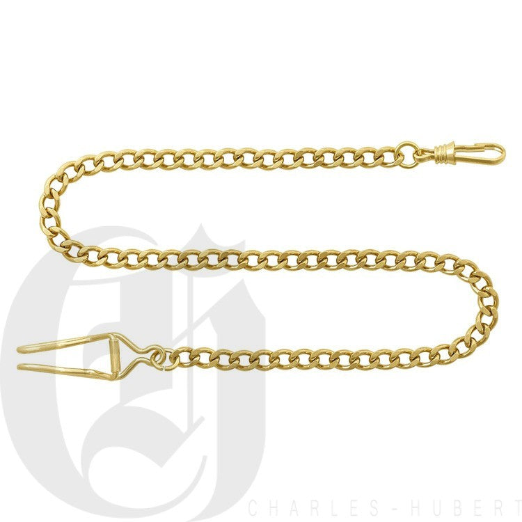 Engraved Gold Mechanical Charles Hubert Pocket Watch & Chain #3780-G - Executive Gift Shoppe